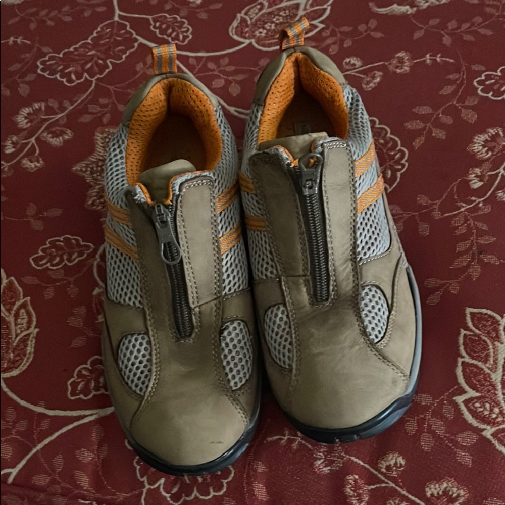 Tan and Orange Sneakers with Minimalist Design